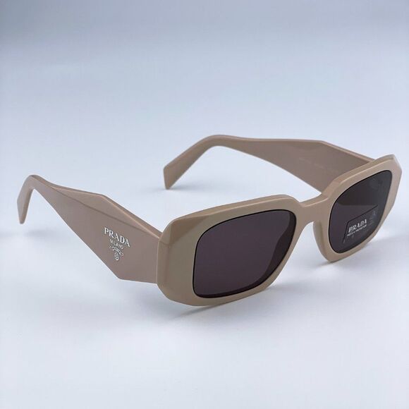 NEW Prada PR17WS VYJ6X1 Powder Beige Brown Rectangle Unisex Sunglasses - Picture 1 of 14